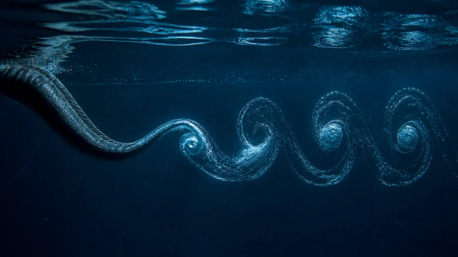 Estructura del vórtice y fuerzas fluidas en la natación undulante